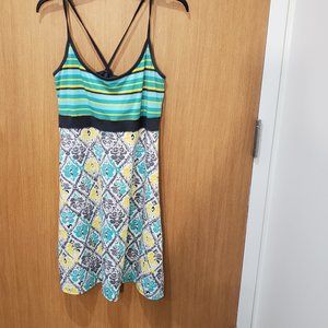 Lola active halter dress, mint green yellow grey halter knee length dress